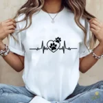 Vector Latido Heartbeat con Corazón y Huellas para Sublimación