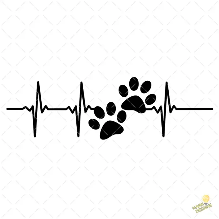 Vector Latido Huellas Mascota Heartbeat para Sublimar Termos