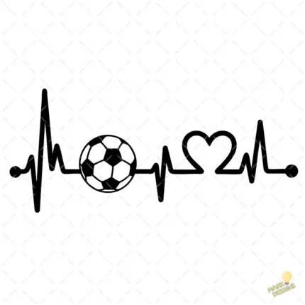 Vector Latido de Fútbol EKG de Amor para Sublimación y Estampados