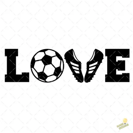 Vector Love Fútbol Palabra con Pelota y Botines para Sublimación