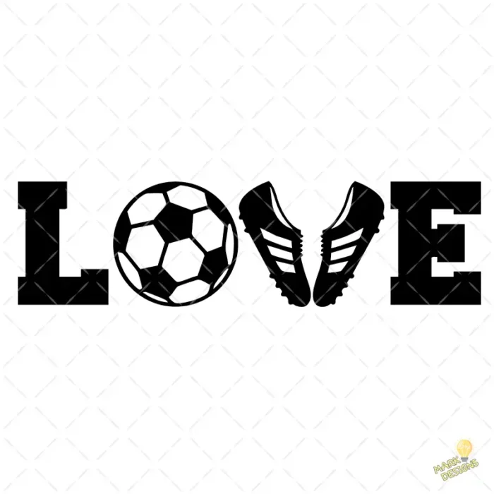 Vector Love Fútbol Palabra con Pelota y Botines para Sublimación