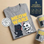Vector Meow Wars Gatitos Star Wars Parodia para Sublimación