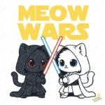 Vector Meow Wars Gatitos Star Wars Parodia para Sublimación