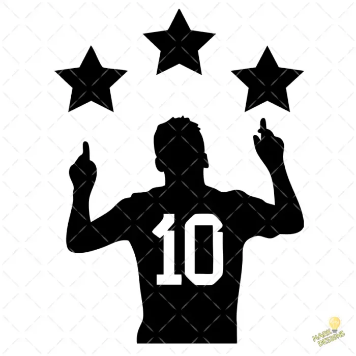 Vector Messi 3 Estrellas Silhouette Archivo de Corte para Cricut