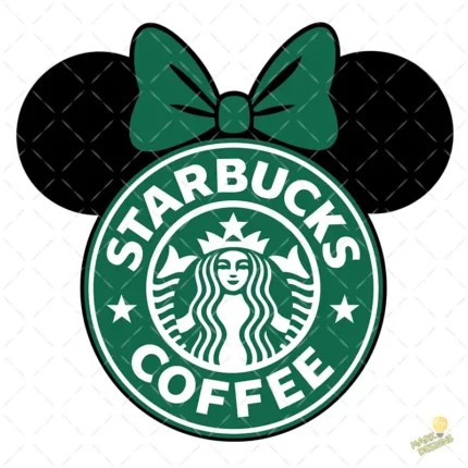 Vector Minnie Mouse Starbucks Coffee Isologotipo Circular para Sublimación