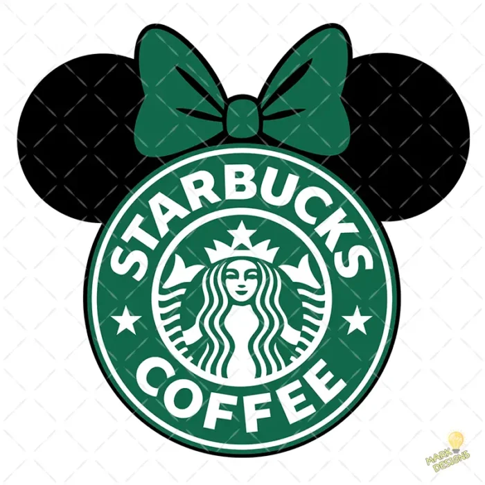 Vector Minnie Mouse Starbucks Coffee Isologotipo Circular para Sublimación