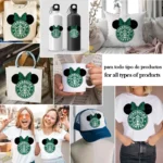 Vector Minnie Mouse Starbucks Coffee Isologotipo Circular para Sublimación