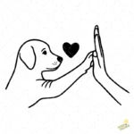 Vector Perro Chocando la Mano High Five Line Art para Sublimación