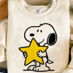 Vector Snoopy Abrazando Estrella Amarilla Ilustración para Sublimación