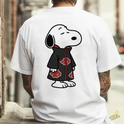 Vector Snoopy Akatsuki con Capa de Nubes Rojas Anime Mashup para Sublimación