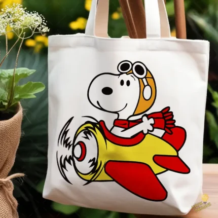 Vector Snoopy Aviador Volando en Avión Amarillo para Sublimación