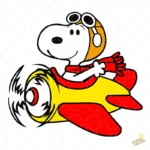 Vector Snoopy Aviador Volando en Avión Amarillo para Sublimación