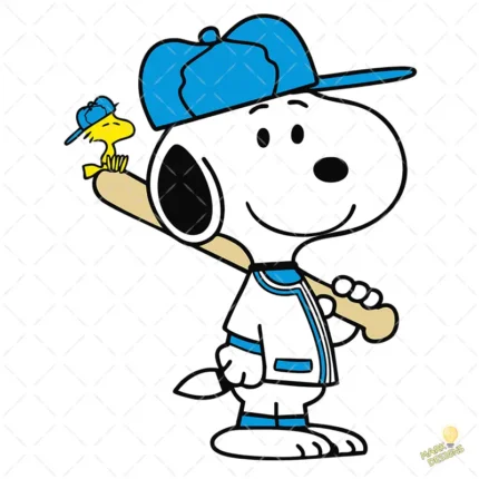 Vector Snoopy Jugador de Béisbol con Woodstock para Sublimación