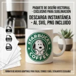 Vector Snoopy Starbucks Coffee Isologotipo Circular para Sublimación