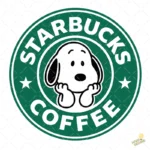 Vector Snoopy Starbucks Coffee Isologotipo Circular para Sublimación