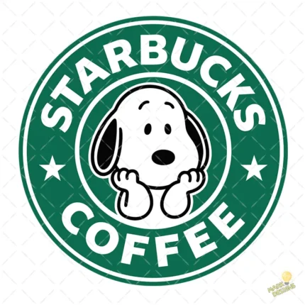 Vector Snoopy Starbucks Coffee Isologotipo Circular para Sublimación