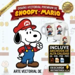 Vector Snoopy Vestido de Super Mario Bros Mashup para Sublimación
