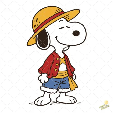 Vector Snoopy de Monkey D Luffy One Piece Anime Mashup para Sublimación