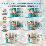 Pack 6 Plantillas para Sublimación de Tazas - Enfermero y Enfermera