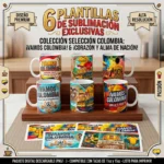 Pack 6 Plantillas para Tazas Selección de Colombia en png