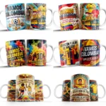 Pack 6 Plantillas para Tazas Selección de Colombia en png