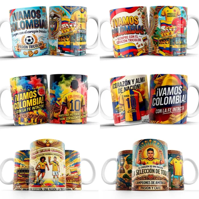 Pack 6 Plantillas para Tazas Selección de Colombia en png