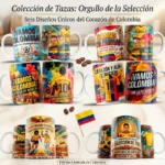 Pack 6 Plantillas para Tazas Selección de Colombia - Sublimación PNG - Image 3