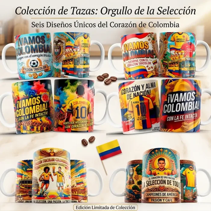 Pack 6 Plantillas para Tazas Selección de Colombia - Sublimación PNG - Image 3