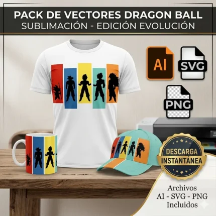 Vector Anime Goku Evolución Bloques Color Pack Digital Sublimación