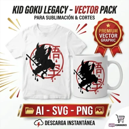 Vector Anime Kid Goku Legacy Pack Digital de Sublimación