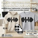 Vector Fitness Corazón de Acero Gym Pack Digital Sublimación