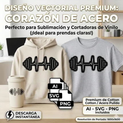 Vector Fitness Corazón de Acero Gym Pack Digital Sublimación