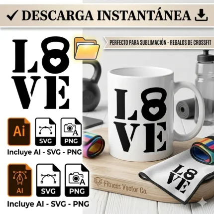 Vector Fitness Love Crossfit Pack Digital para Sublimación