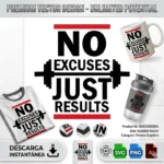 Vector Fitness No Excuses Just Results Gym Pack Digital Motivation