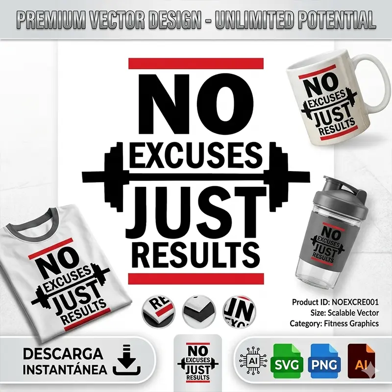 Vector Fitness No Excuses Just Results Gym Pack Digital Motivation Vector Fitness No Excuses Just Results Gym Pack Digital Motivation