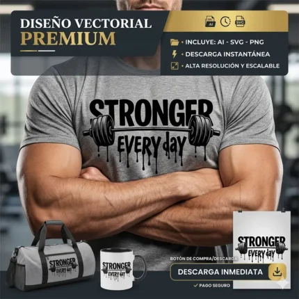 Vector Fitness Stronger Every Day Gym para Sublimación