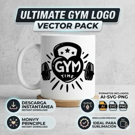 Vector Fitness Ultimate Gym Logo Pack Digital para Sublimación