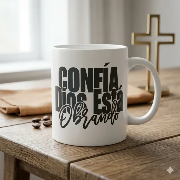 Vector Frase Cristiana Confía Dios Está Obrando Sublimación