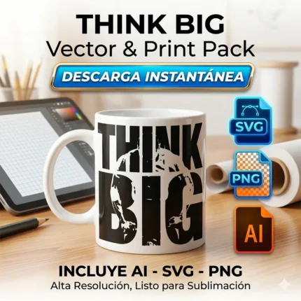 Vector Frase Motivacional Think Big Pack Digital