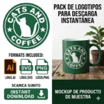 Vector Logo Premium Cats and Coffee Starbucks