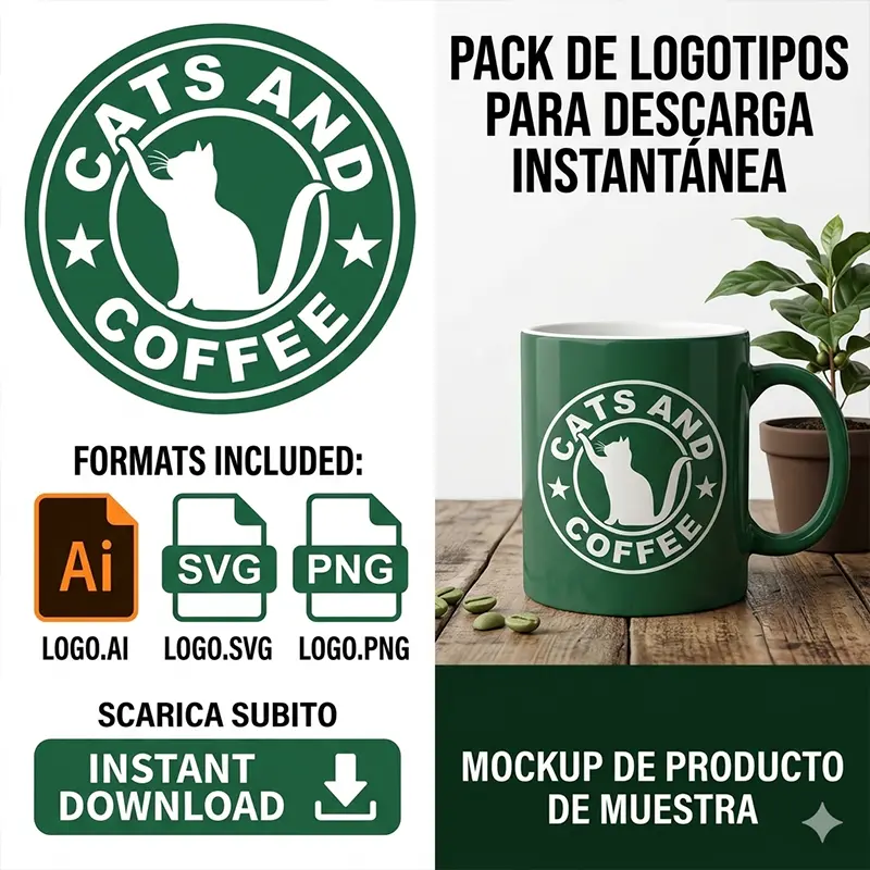 Vector Logo Premium Cats and Coffee Starbucks Vector Logo Premium Cats and Coffee Starbucks