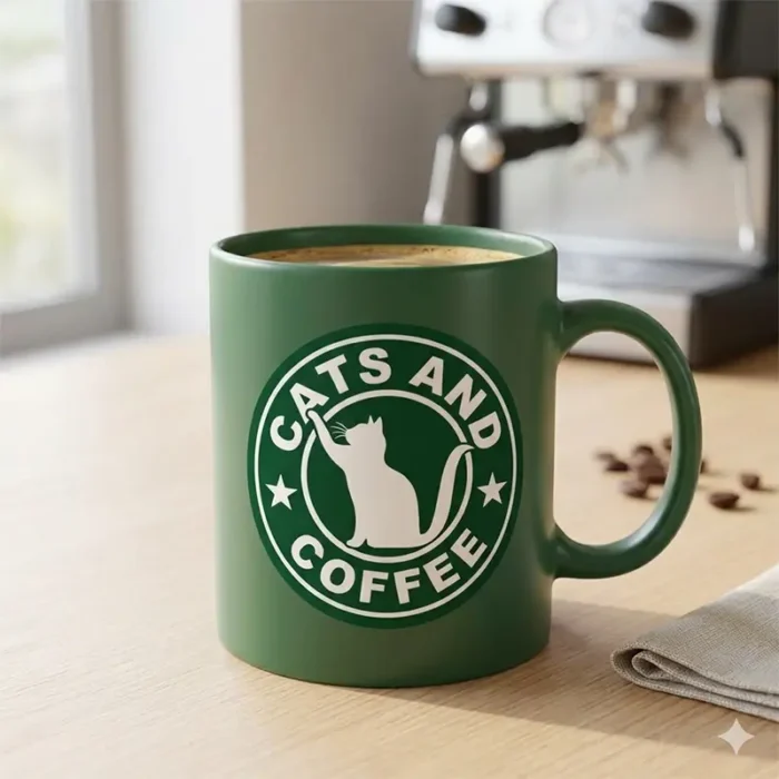 Vector Logo Premium Cats and Coffee Starbucks