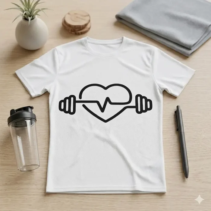 Vector Logo Premium Fitness Corazón con Pesa