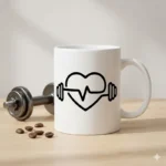 Vector Logo Premium Fitness Corazón con Pesa