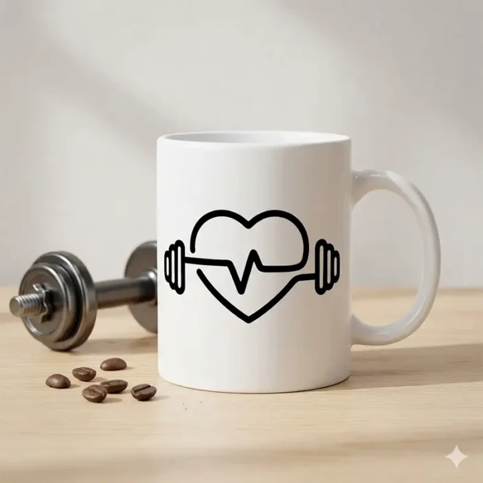Vector Logo Premium Fitness Corazón con Pesa