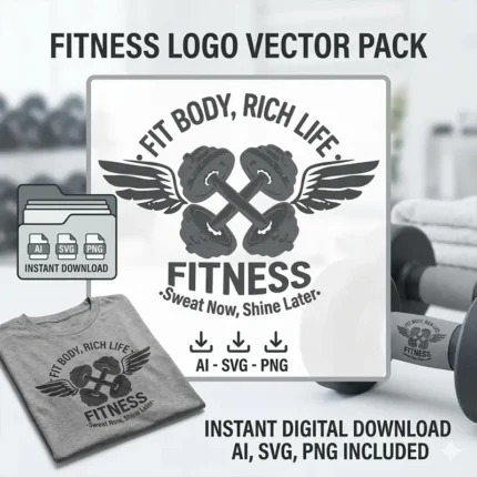 Vector Logo Premium Fitness Fit Body Rich Life