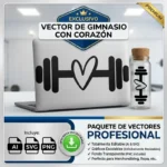 Vector Logo Premium Gimnasio Mancuerna Corazón