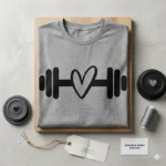 Vector Logo Premium Gimnasio Mancuerna Corazón