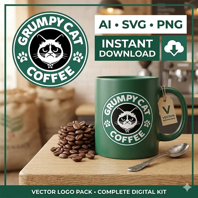 Vector Logo Premium Grumpy Cat Coffee Starbucks Vector Logo Premium Grumpy Cat Coffee Starbucks