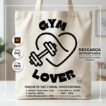 Vector Logo Premium Gym Lover Mancuerna Corazón